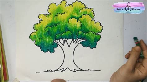 How To Draw And Color Tree Realistic Tree Drawing Very Easy Method To