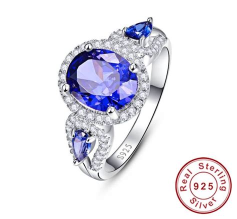 Wedding Brand Tanzanite Jewelry Ring 925 Solid Sterling Silver Unique