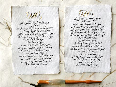 Aged Cotton Rag Paper And Custom Calligraphy For Wedding Vows Poem