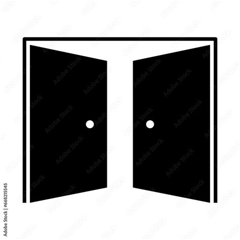 Double Doors Icon Simple Solid Style Door Open Double Enter Exit