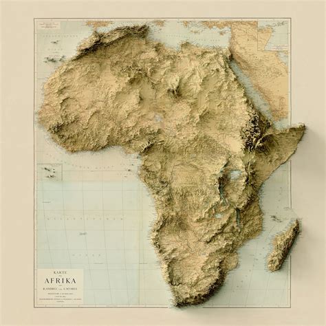 Africa Map Africa Relief Map Vintage Map Of Africa Etsy Uk