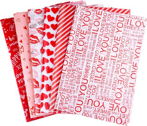 Chrorine 60 Sheets Valentines Tissue Paper 6 Designs T Wrapping