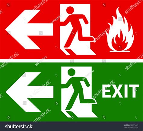 Emergency Fire Exit Door And Exit Door Stock Vector Illustration