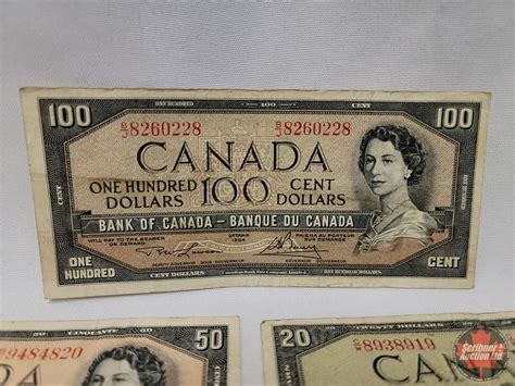 Canada Bills 1954 Series 7 1df 2 5 10 20 50 100 See