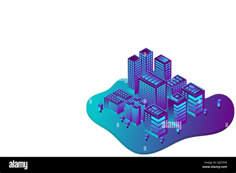 Isometric Future City. Real estate and construction industry concept