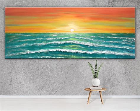 Original Ocean Painting Ocean Wave Art Large Landscape Art Abstract