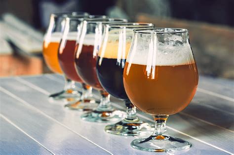 Glasses Of Different Kinds Of Beer On Wooden Background Bahia Malte