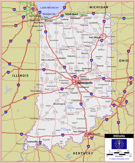 Image Detail For Indiana Highway And Road Map Raster Image Version