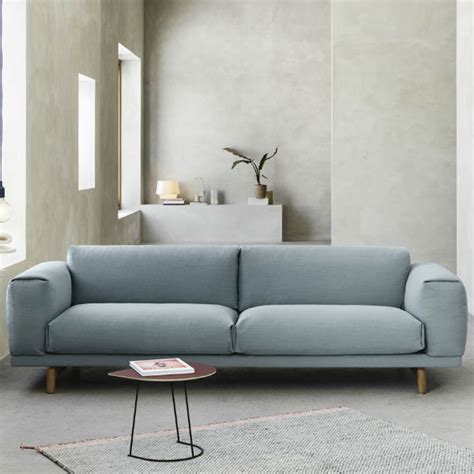 Referencing the ideas of scandinavian design, the rest sofa features subtle details through its small folds, paired with its inviting shape. Muuto Rest Three Seater Sofa | Designer Sofas | Minima