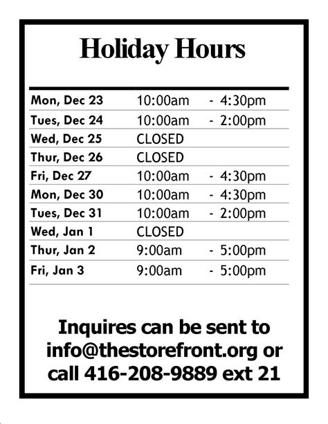 Holiday Office Hours Template