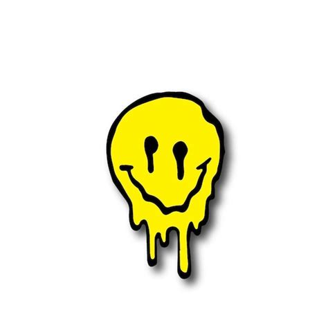 Dripping Melting Smiley Face Vinyl Sticker Decal Etsy