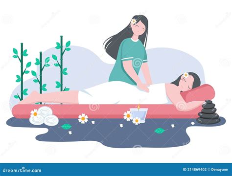 Massage Vector Illustration In Beauty Salon Body Spa Relaxation