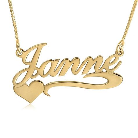 Gold Name Necklace 14k Real Gold Nameplate Necklace Nome