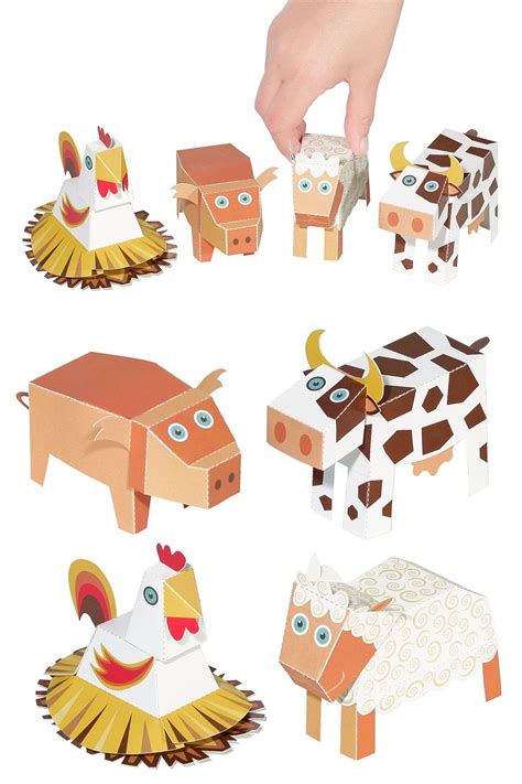 Farm Animals Paper Toys Diy Paper Craft Kit 3d Paper Animals 4