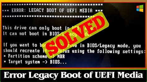 FIXED ERROR LEGACY BOOT OF UEFI MEDIA Error Problem Uefi Vs Legacy