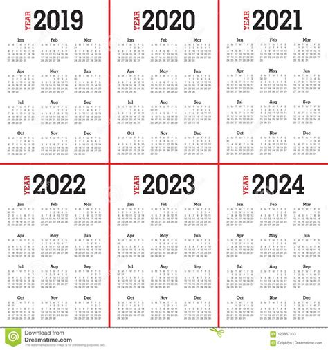 Año 2019 2020 2021 2022 2023 Templa Del Diseño Del Vector De 2024