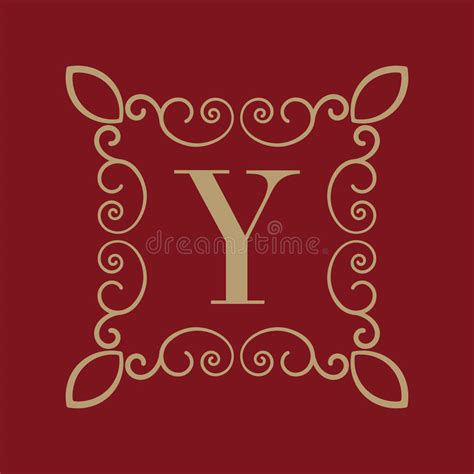 Monogram Letter Y Calligraphic Ornament Gold Retro Business And