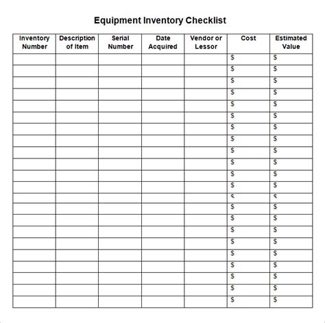 Inventory Checklist Template Excel Pdf Template