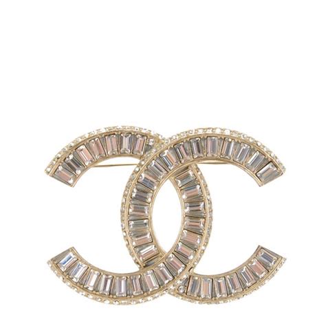 Chanel Baguette Crystal Cc Brooch Silver 146318 Fashionphile