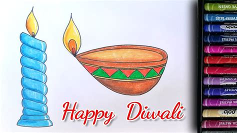 How To Draw Candle And Diya With Pastelcandle And Diya Drawing For