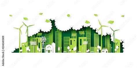 Ecology Concept With Green Eco City On Nature Backgroundenvironment