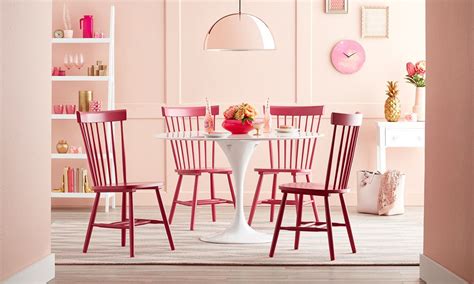 On the hunt for some modern living room ideas and inspiration? Pink Dining Room. A monochromatic color scheme features ...