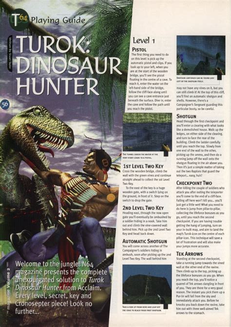 Scan Of The Walkthrough Of Turok Dinosaur Hunter Published In The