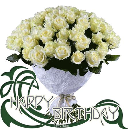 Whether they live near or far, celebrate their special day with happy birthday roses! Happy Birthday White Rose Bouquet Gif Pictures, Photos ...