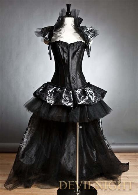 Black Fashion Gothic Corset Burlesque High Low Prom Party Dress