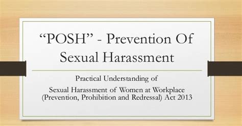 Posh Workplace Prevention Of Sexual Harassment At Workplace Posh