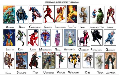 abecedario super heroes super héroe heroe superhéroes
