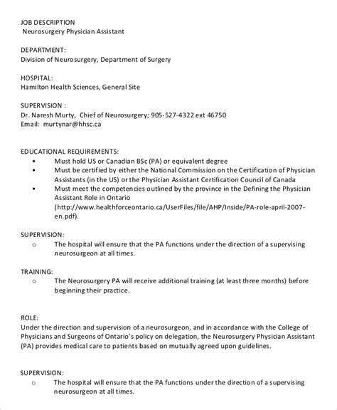 Free 8 Sample Physician Assistant Job Description Templates In Pdf
