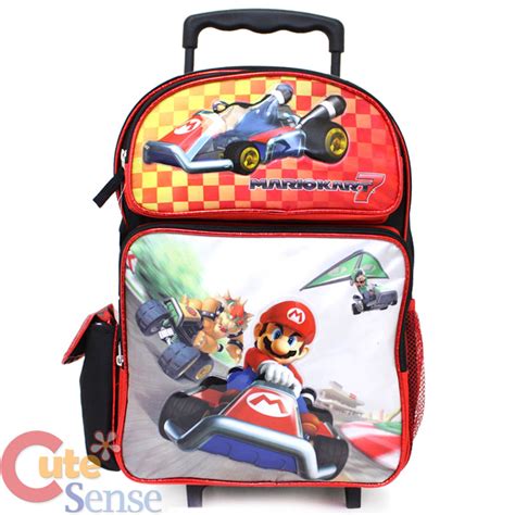 Super Mario Mario Kart 7 Roller Backpack 16 Large Rolling School Bag