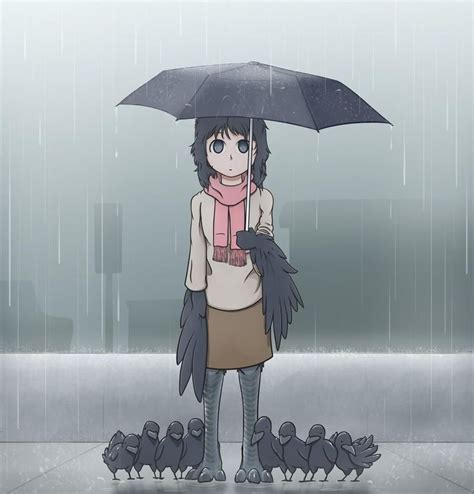 crow girl in the rain monster girls know your meme monster girl character art character