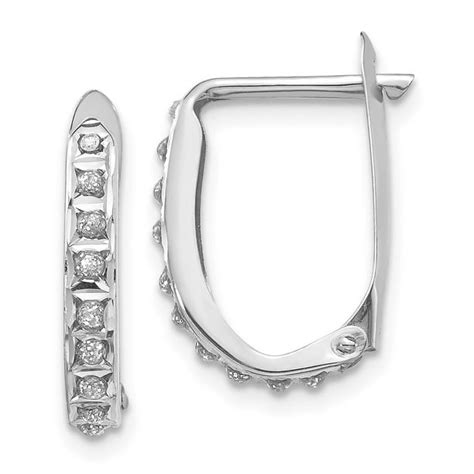 Bonyak Jewelry 14k White Gold Diamond Fascination Leverback Hoop