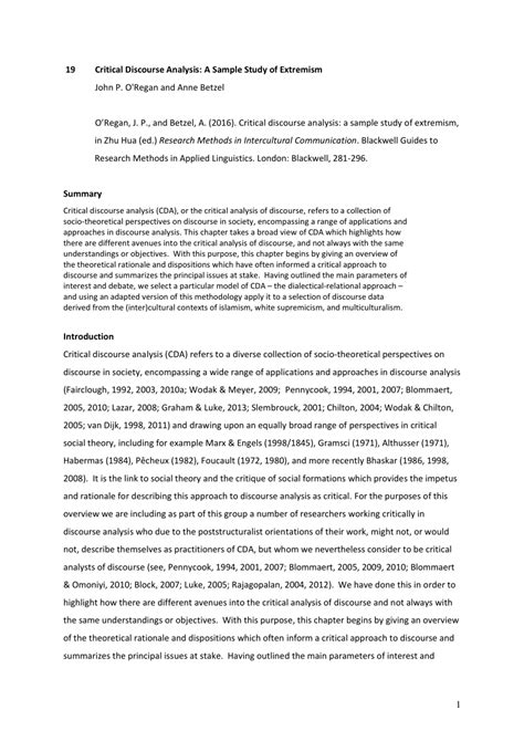 The journal psychological research publishes articles that contribute to a basic understanding of human perception, attention, memory and action. (PDF) Critical Discourse Analysis: A Sample Study of Extremism