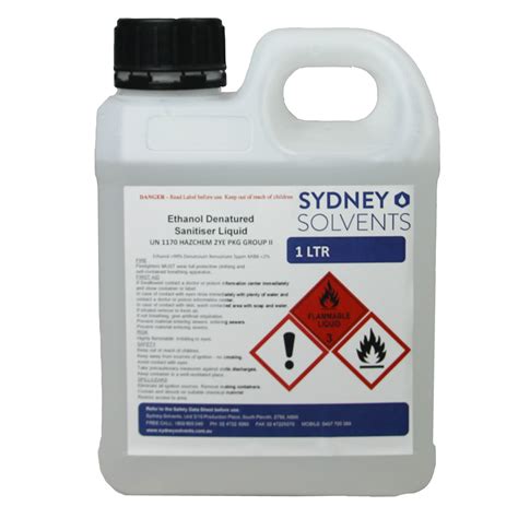 Ethanol 1 Litre Denatured Alcohol Sydney Solvents