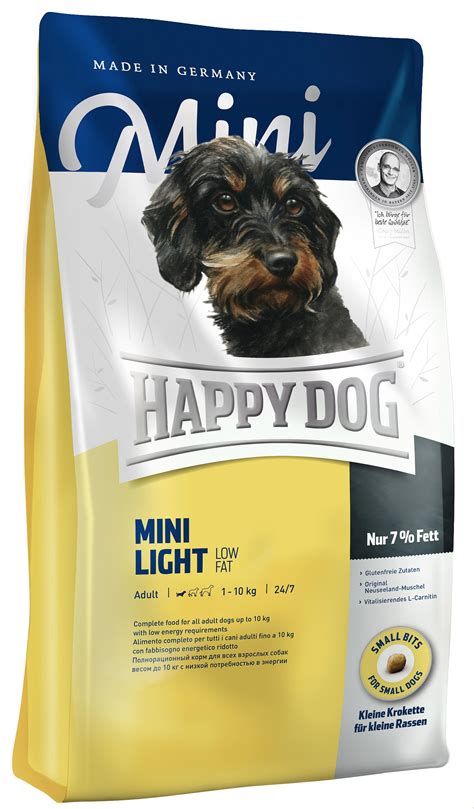 Always check with your veterinarian before changing your dog's diet. Happy Dog Mini Light Low Fat Supreme (Dogs , Dog Food ...