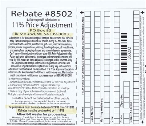 Menards Current Rebate Forms