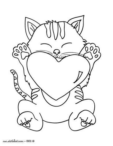 Coloriage chat avec coeur  1001 Animaux