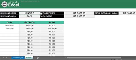 Planilha de Fluxo de Caixa Diário no Excel Ninja do Excel
