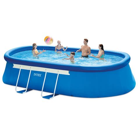 Intex 18ft X 10ft X 42in Oval Frame Pool Set With Filter Pump Ladder