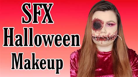 Halloween Gun Shot Eye And Sewn Shut Mouth Sfx Makeup Tutorial Youtube