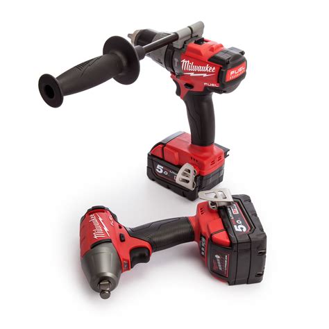 Toolstop Milwaukee M18FPP2B 502X M18 Fuel Twinpack FPD Combi Drill