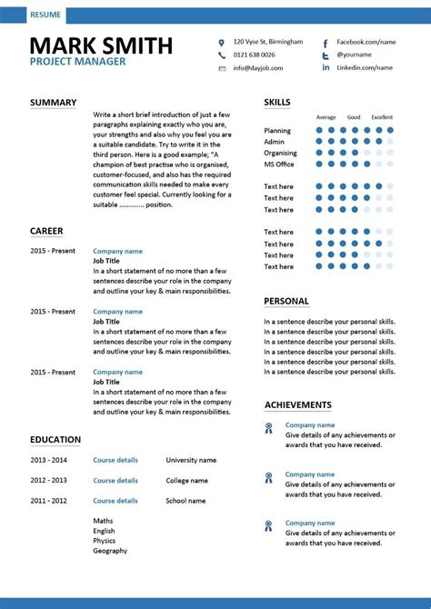 Create the best version of your project manager resume. Project manager CV template, construction project ...