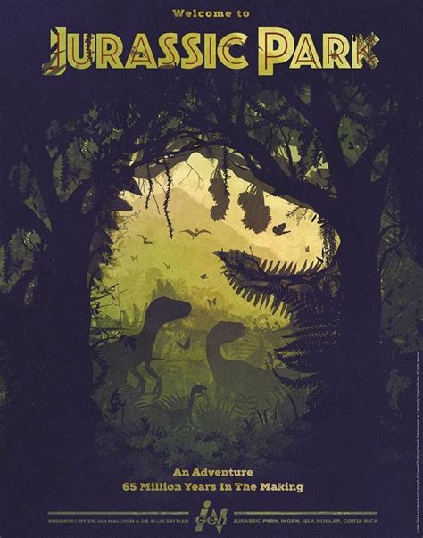 An Image Of A Dinosaur In The Forest With Text That Reads Welcome To Jurassic Park