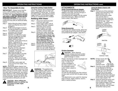 Operating Instructions How To Assemble And Use Attachments Euro Pro Sc505