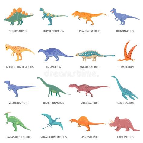 Tipos De Los Dinosaurios Ilustración Del Vector Ilustración De Reptil
