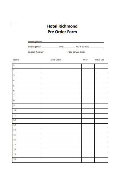 Pre Order Form Template Free Printable Templates