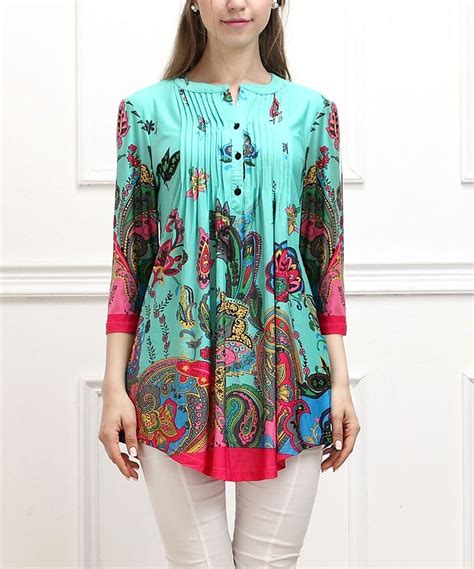 Another Great Find On Zulily Aqua Floral Paisley Notch Neck Tunic By